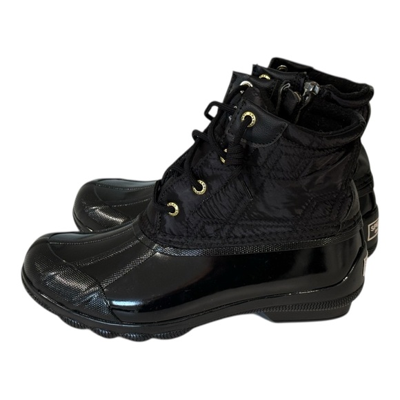 Sperry Women’s Duck Boots Syren Gulf Saltwater Black Quilted Zipper Rubber 5.5M - Picture 5 of 8
